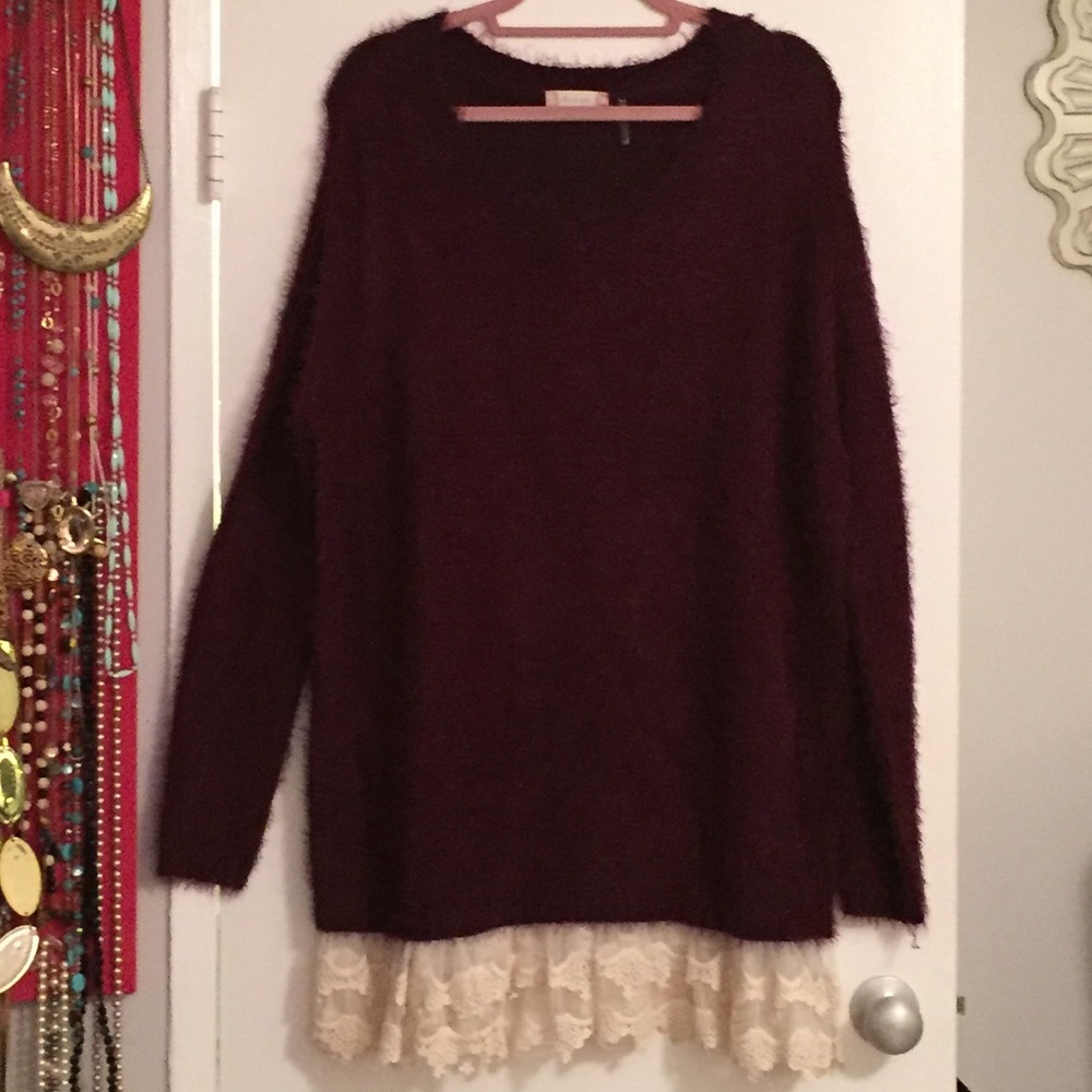 Burgundy Fuzzy Tunic